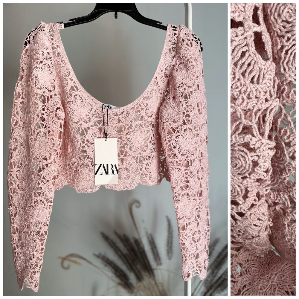 Zara CROCHETED KNIT TOP NEW